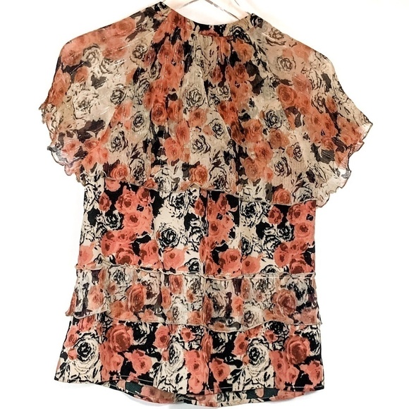 Lucky Brand Floral Sheer Sleeves Tie Top - Picture 7 of 7